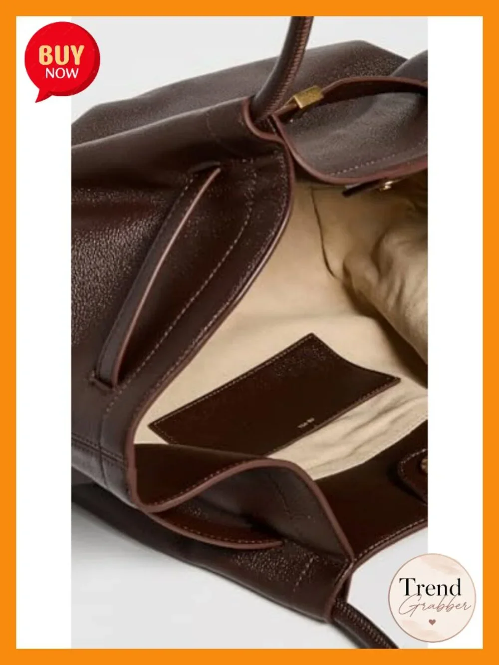 Faux Leather Medium Tote Bag with Gold-Tone Hardware
